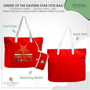 Sac fourre-tout rouge étoile dorée, la phrase Let Your Light Shine OES F.A.T.A.L |   Sac fourre-tout rouge imperméable personnalisé Eastern Star - Product Image 2
