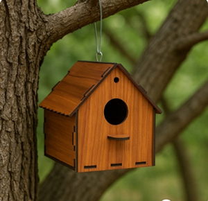 Handmade <b>Wooden</b> Bird <b>House</b> Outdoor Hanging Birdhouse Garden Nesting Box Natural Wood Bird Shelter - Product Image 4