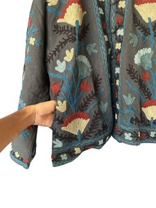 Women's Eco-Friendly Breathable 100% Cotton Anti-Wrinkle Quick-Dry Quilted <b>Kantha</b> Sanganeri Jaipuri Autumn Winter O-Neck <b>Jacket</b> - Product Image 3