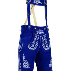 Lederhosen bávaros azules premium para hombre, de cuero genuino, tallas europeas del 46 al 60 - Product Image 1
