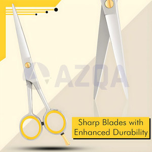 Ciseaux de coiffure en acier inoxydable avec anneau jaune pour le doigt et étui en cuir, outil professionnel de salon de coiffure - Product Image 4