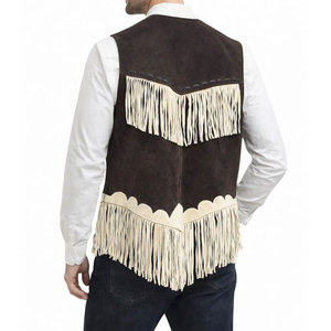 New Arrival <b>Men's</b> High Quality Vintage <b>Brown</b> <b>Waistcoats</b> Stand Collar Suede Leather Vest with Solid Closure Genuine Suede Vest - Product Image 4
