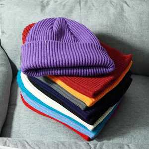 Affordable Price Custom Unisex Acrylic Beanie Hat Solid Color <b>Winter</b> <b>Cap</b> Cuffed Design Casual Style - Product Image 2