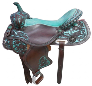 OEM Customized Western Horse Saddle Tack Set New Design with Genuine Leather Seat Tree Custom Style Color <b>Drum</b> Suede Fiber - Product Image 1