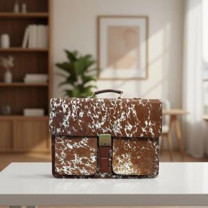 <b>Leather</b> Hair On Laptop Bag Genuine Cowhide Fur Messenger <b>Briefcase</b> Business Office Shoulder Bag LHLB-0004 - Product Image 2