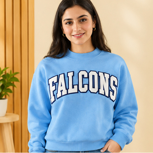 Sweat-shirt à col rond pour femme Red Falcons, coupe classique, imprimé lettres, en coton tricoté, pour l'automne - Product Image 3