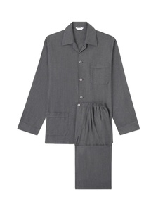 Conjunto de pijama de algodón suave para hombre, ropa de dormir de manga larga con botones delanteros, ropa de dormir de dos piezas, venta al por mayor, diseño personalizado de fábrica OEM - Product Image 2