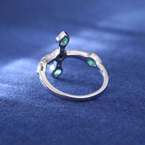 Women's Platinum Cross <b>Ring</b> With <b>Emerald</b> And Diamond Accents Religious Style - Product Image 2