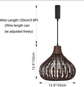 Lampe suspendue en rotin tressé, style rustique, pour salon, cuisine, bureau, couloir, bistrot - Product Image 3