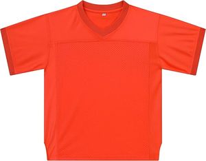 Camiseta Deportiva Naranja con Cuello en V, Diseño de Paneles de Malla Ligera de Poliéster, Manga Corta - Product Image 1
