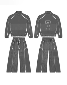 Windbreaker Tracksuit 2 Piece <b>Zipper</b> <b>Jacket</b> Trouser Polyester/Nylon Custom Logo Slim Fit Heavyweight Eco-Friendly Casual Solid - Product Image 1
