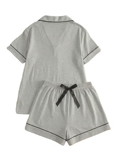 Solid Color Short Sleeve Shorts Sleepwear Set Women Loose Full Length Adult Women's Sleepwear Women's Solid Color Pure Pajama - Product Image 3