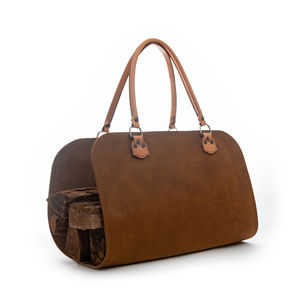 Sac de transport en cuir pleine fleur pour bûches de bois de chauffage, support de rangement pour bûches d'intérieur - Product Image 1