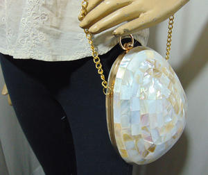 Pochette de Soirée de Luxe pour Femme, Sac à Main en Tissu avec Chaîne en Métal Nacre et Mosaïque de Pierres Géométriques, Cadeau de Mariage, Fermeture Éclair - Product Image 4