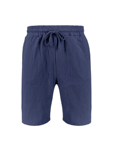 2026 Summer Vacation Men's Khaki 100% Cotton Satin Short Sleeve Shirt Long Pants Shorts Set Casual Beach Solid 2pcs Quick Dry - Product Image 4