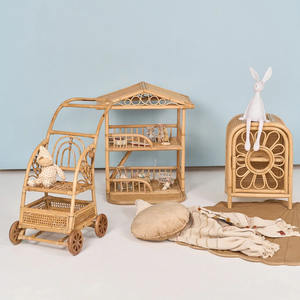 Casa de muñecas de ratán para niños, juguetes naturales, mini casas pequeñas para muñecas, juego de simulación - Product Image 6