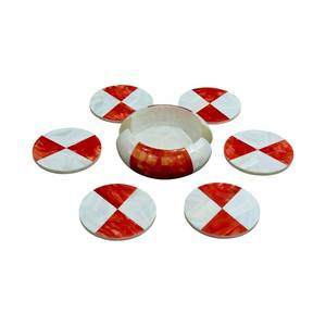 Ensemble de sous-verres en marbre indien incrusté, sous-verres en pierre faits à la main - Product Image 6