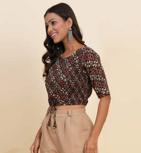 Chemisier Anarkali en coton imprimé floral pour femme, coupe régulière, élégant, ethnique, traditionnel, été, séchage rapide, protection solaire - Product Image 2