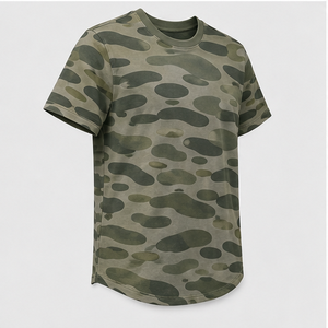 Camiseta de Manga Corta para Hombre con Estampado de Camuflaje en Forma de Cápsula de Algas Marinas Personalizada, Cuello Redondo, MTS-CAMO-0048 - Product Image 3
