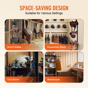 Portasella da Parete Rinforzato 24 x 7 x 52 Pollici a Quattro Livelli per Selle da Cavallo Western e Inglesi - Supporto per Stoccaggio Equestre - Product Image 2