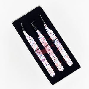 Pinzas de pestañas de acero japonesas con logotipo personalizado, pinzas de extensión de pestañas de volumen recto fino, pinzas para botas delgadas de 45 90 grados, fibra - Product Image 3