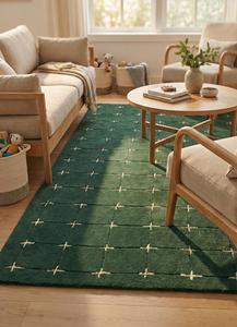 Contemporary Wool Handtufted Carpet Anti Slip Cotton Backing Geometric Pattern <b>Thick</b> Pile Medium Pile Height Commercial Home Use - Product Image 2