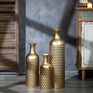 <b>Unique</b> Hollow Carved Gold Metal <b>Vases</b> Modern Geometric Flower <b>Vase</b> Set for Luxury Living Room Tabletop Home Decoration - Product Image 2
