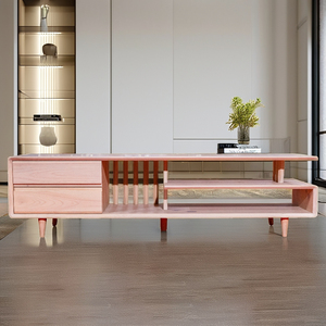 ตู้วางทีวีไม้เนื้อแข็งคุณภาพสูง ตู้วางอุปกรณ์สื่อสารสีโอ๊คธรรมชาติ - Product Image 1