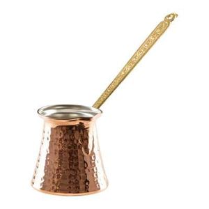 Cafetière turque pour cuisinière, en métal gravé, avec longue poignée en bois, pour un service traditionnel du café - Product Image 1