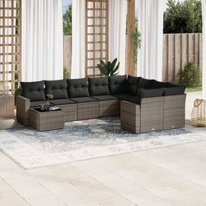 Set Divano da Giardino in Rattan Grigio 8 Posti, Arredamento da Esterno Contemporaneo Resistente alle Intemperie, Divano Sezionale da Patio - Product Image 3