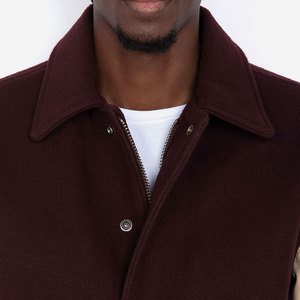 Pakistan Manufactured Modern Style Men Varsity <b>Winter</b> Hooded Reversible <b>Waterproof</b> 100% Wool Streetwear <b>Jacket</b> Stand Front - Product Image 4