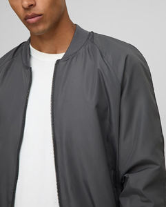 Top Trending <b>Men's</b> Gray <b>Bomber</b> <b>Jacket</b> Embroidered Logo Zipper Closure Casual Autumn Wear Regular Fit Turn-down Collar Polyester - Product Image 5