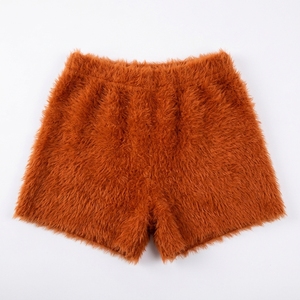 Spandex/Polyester Fashionable Design <b>Red</b> Elastic Waist Breathable Skinny Casual <b>Ladies</b> Cute Garment Dyed Knitted <b>Shorts</b> Pants - Product Image 5