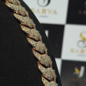 SARVA 925 Silver Moissanite Cuban Link <b>Chain</b> Necklace Round Brilliant Hip Hop <b>Iced</b> <b>Out</b> Unisex Jewelry - Product Image 3