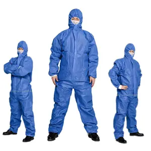 SMS Blue Color Particle Resistance f Non Woven SMS Coveralls Disposable Coveralls Asbestos Removal Safety Workwear