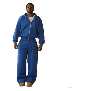 Ensemble de survêtement 2 pièces surdimensionné pour hommes personnalisé Ensemble de survêtement 100% coton Pantalons de survêtement évasés et ensembles de survêtements à capuche surdimensionnés - Product Image 4