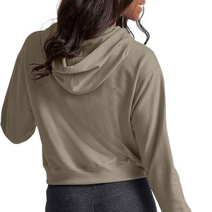 Sudadera con Capucha Verde Oliva para Mujer, Perfectionists, Manga Larga, Casual, Color Sólido, Tejido de Algodón Transpirable, con Bolsillo Frontal - Product Image 3
