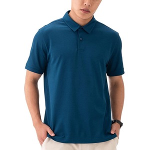 Camisa Polo de Color Sólido para Hombre, Manga Corta, Corte Regular, Estilo Casual, Azul - Product Image 1