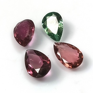 <b>7</b>.55 Carat Total Natural Pastel Multi-Color Zambian Tourmaline Set 4-Piece Loose <b>7</b>×11 mm Pear Cut Calibrated Gemstones - Product Image 3