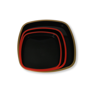 ชุดถาดสี่เหลี่ยมซ้อนกันสีดำ แดง ทอง สำหรับใช้ในครัวเรือน - Product Image 1