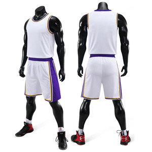 Ensemble short et maillot de basket jaune et violet pour homme, sans manches, séchage rapide, polyester, vêtements de sport, coupe classique, toutes saisons - Product Image 2