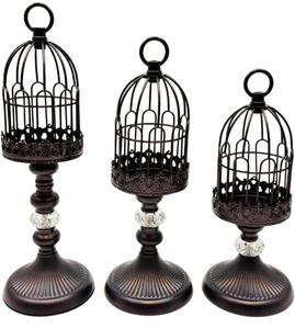 Creative Retro Birdcage <b>Candle</b> Holder Set - Elegant Iron Metal <b>Lanterns</b> for Home Decor & Weddings - Product Image 5