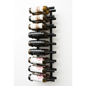 Organizador de Vino Minimalista de Hierro Negro Mate con Base con Ruedas para Grandes Colecciones Domésticas, Diseño Clásico para Uso en Hoteles - Product Image 1