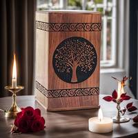 Urne funéraire artisanale en bois de rose indien Tree Life, boîte rectangulaire en bois naturel, conteneur pour cendres commémoratives, gravure personnalisée