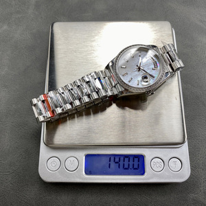 นาฬิกาคู่รัก EW FC Sk 904L รุ่น 36 มม. สำหรับผู้หญิง ระบบออโตเมติก ประดับเพชรทรงลูกบาศก์ สีเงิน กลไก 2834/7500 นาฬิกาข้อมือลำลอง - Product Image 4