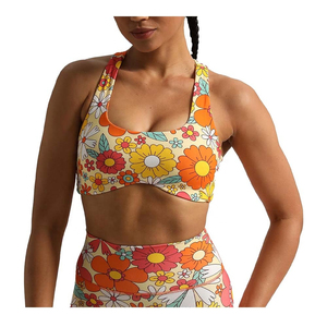 Women's High Support Breathable Workout Sports Bras Fitness Backless Padded Racerback Bra Yoga Crop Sublimated Spandex/Nylon Bra - Product Image 1