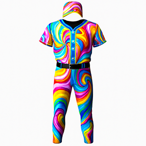 Men's Baseball Uniform Set Camouflage Print Short Sleeve Jersey Pants <b>Hat</b> Fitted Quick Dry Breathable UV Protection 100% - Product Image 3