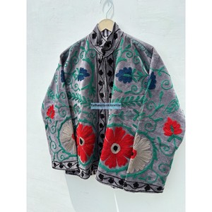 Blazer Bordado para Mujer, Cuello Mandarín, Manga Larga, Diseño Floral, Bordado a Mano, Temporada de Primavera, Largo Regular - Product Image 3