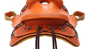 Selle de cheval classique en cuir de style western, équipement d'équitation haut de gamme, confortable et durable, avec arceau en fibre - Product Image 3