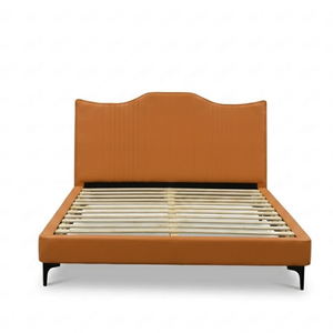 Lit king-size moderne en bois de luxe, magnifiquement recouvert de tissu bouclé blanc, taille personnalisable, construction en bois de pin de haute qualité - Product Image 4